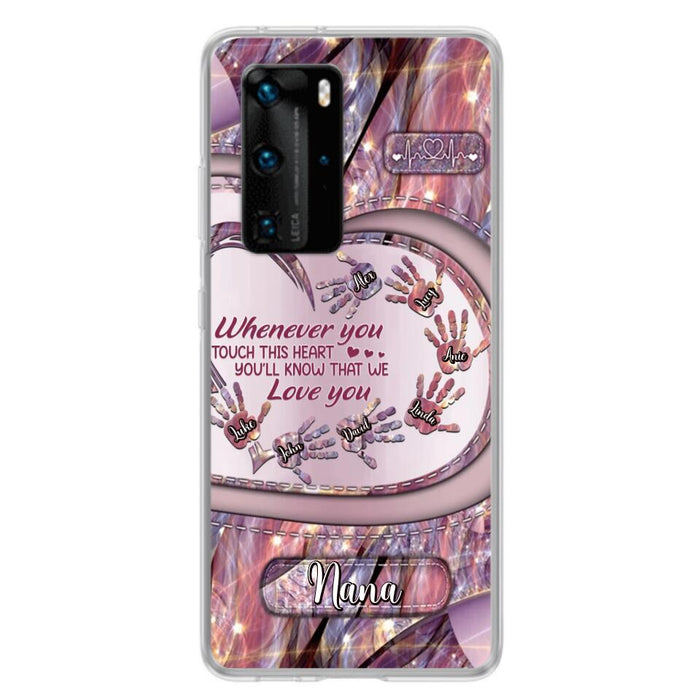 Custom Personalized Grandma Phone Case - Mother's Day Gift For Grandma - Upto 7 Kids - Whenever You Touch This Heart You'll Know That We Love You - Case For Xiaomi/ Oppo/ Huawei