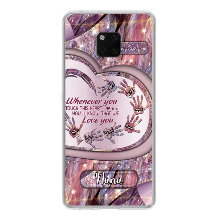 Custom Personalized Grandma Phone Case - Mother's Day Gift For Grandma - Upto 7 Kids - Whenever You Touch This Heart You'll Know That We Love You - Case For Xiaomi/ Oppo/ Huawei