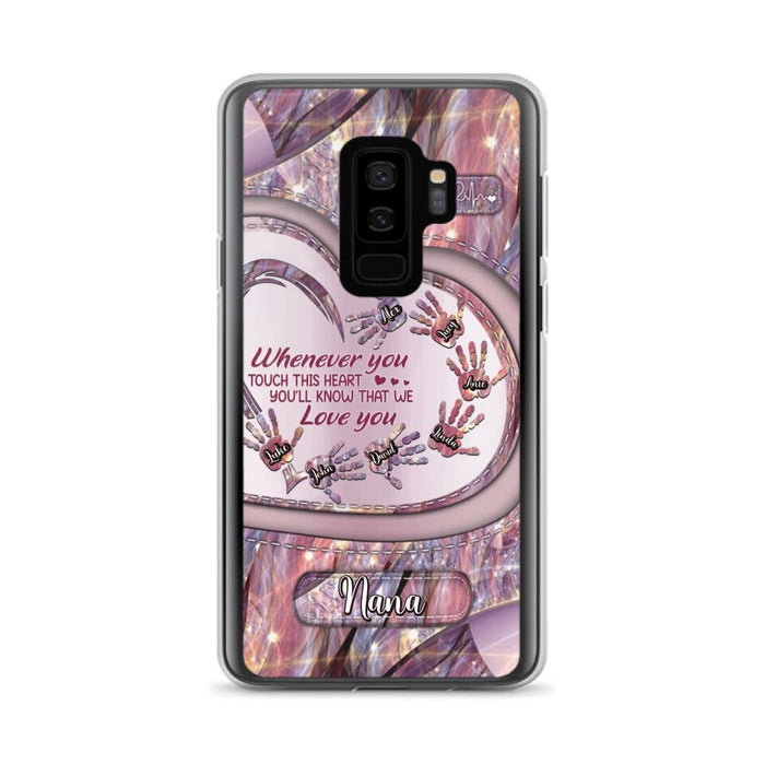 Custom Personalized Grandma Phone Case - Mother's Day Gift For Grandma - Upto 7 Kids - Whenever You Touch This Heart You'll Know That We Love You - Case For iPhone And Samsung