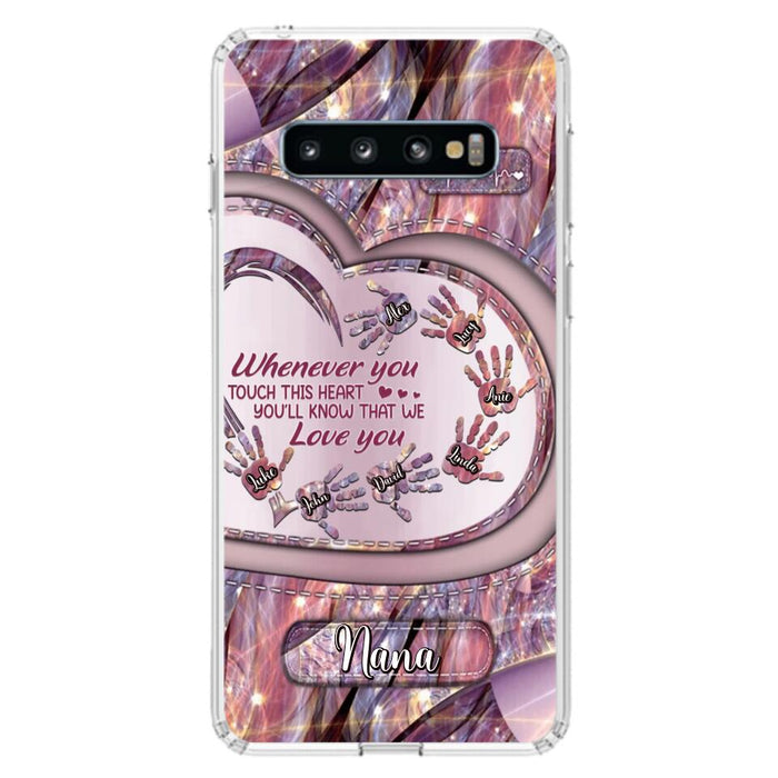 Custom Personalized Grandma Phone Case - Mother's Day Gift For Grandma - Upto 7 Kids - Whenever You Touch This Heart You'll Know That We Love You - Case For iPhone And Samsung