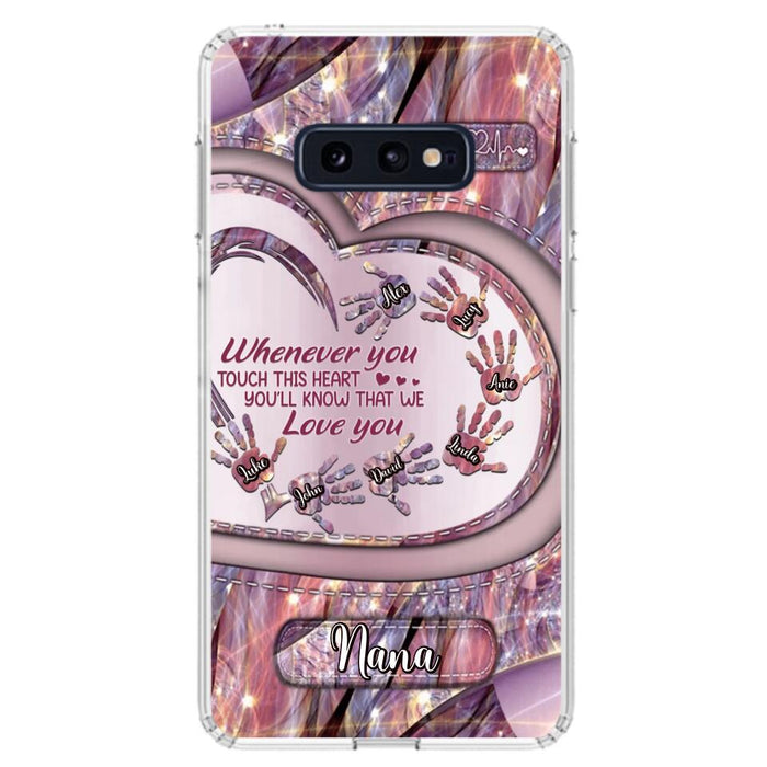 Custom Personalized Grandma Phone Case - Mother's Day Gift For Grandma - Upto 7 Kids - Whenever You Touch This Heart You'll Know That We Love You - Case For iPhone And Samsung