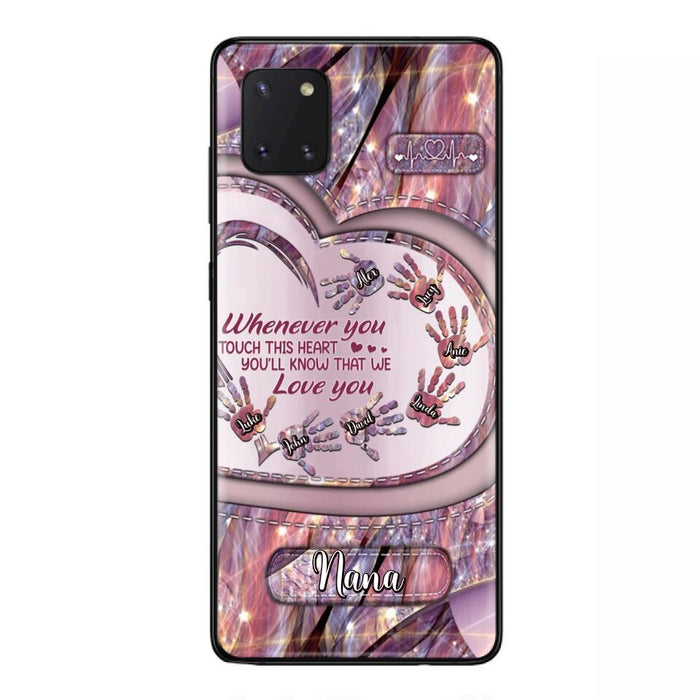 Custom Personalized Grandma Phone Case - Mother's Day Gift For Grandma - Upto 7 Kids - Whenever You Touch This Heart You'll Know That We Love You - Case For iPhone And Samsung