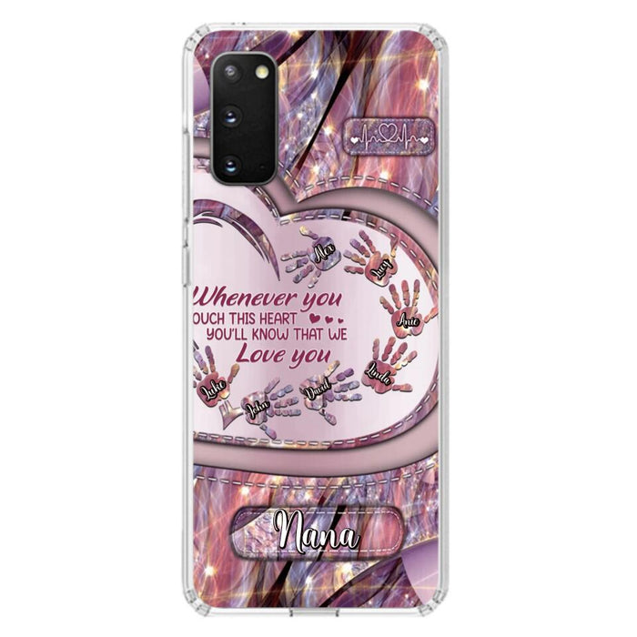 Custom Personalized Grandma Phone Case - Mother's Day Gift For Grandma - Upto 7 Kids - Whenever You Touch This Heart You'll Know That We Love You - Case For iPhone And Samsung