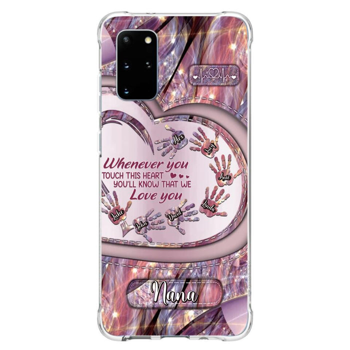 Custom Personalized Grandma Phone Case - Mother's Day Gift For Grandma - Upto 7 Kids - Whenever You Touch This Heart You'll Know That We Love You - Case For iPhone And Samsung