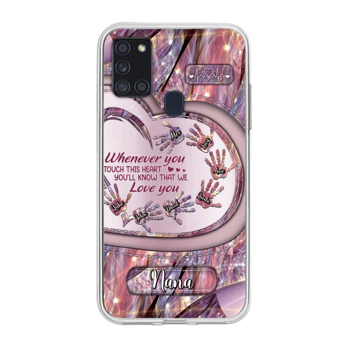 Custom Personalized Grandma Phone Case - Mother's Day Gift For Grandma - Upto 7 Kids - Whenever You Touch This Heart You'll Know That We Love You - Case For iPhone And Samsung