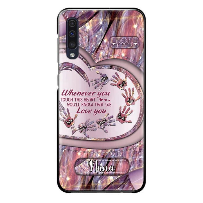 Custom Personalized Grandma Phone Case - Mother's Day Gift For Grandma - Upto 7 Kids - Whenever You Touch This Heart You'll Know That We Love You - Case For iPhone And Samsung