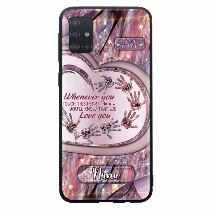 Custom Personalized Grandma Phone Case - Mother's Day Gift For Grandma - Upto 7 Kids - Whenever You Touch This Heart You'll Know That We Love You - Case For iPhone And Samsung