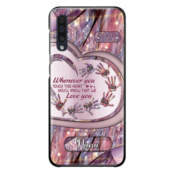 Custom Personalized Grandma Phone Case - Mother's Day Gift For Grandma - Upto 7 Kids - Whenever You Touch This Heart You'll Know That We Love You - Case For iPhone And Samsung