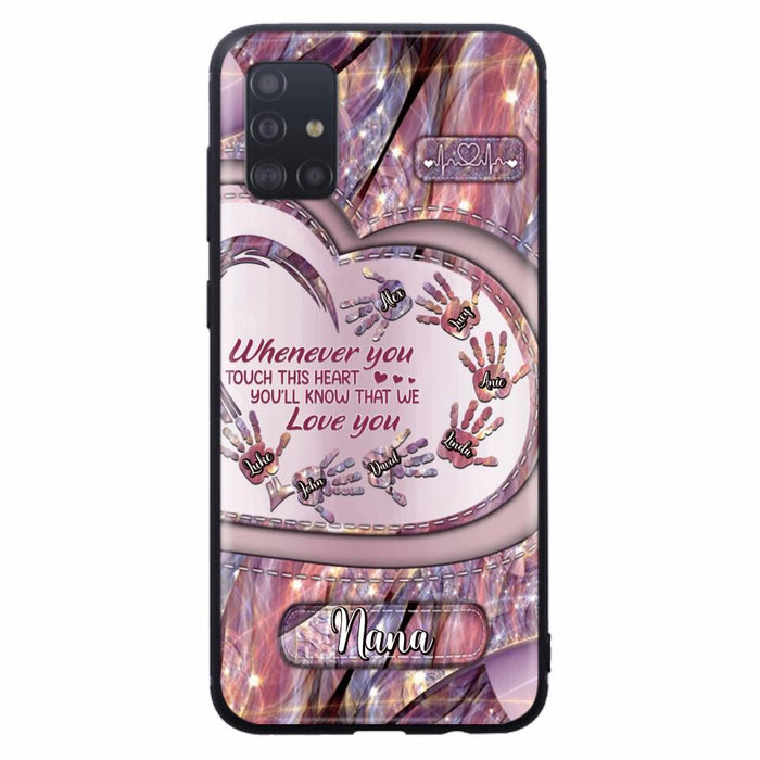 Custom Personalized Grandma Phone Case - Mother's Day Gift For Grandma - Upto 7 Kids - Whenever You Touch This Heart You'll Know That We Love You - Case For iPhone And Samsung