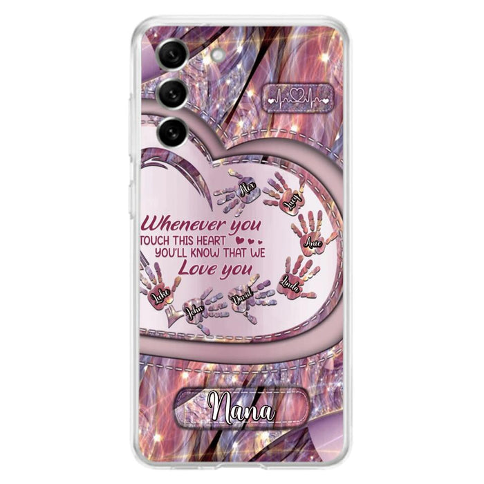 Custom Personalized Grandma Phone Case - Mother's Day Gift For Grandma - Upto 7 Kids - Whenever You Touch This Heart You'll Know That We Love You - Case For iPhone And Samsung