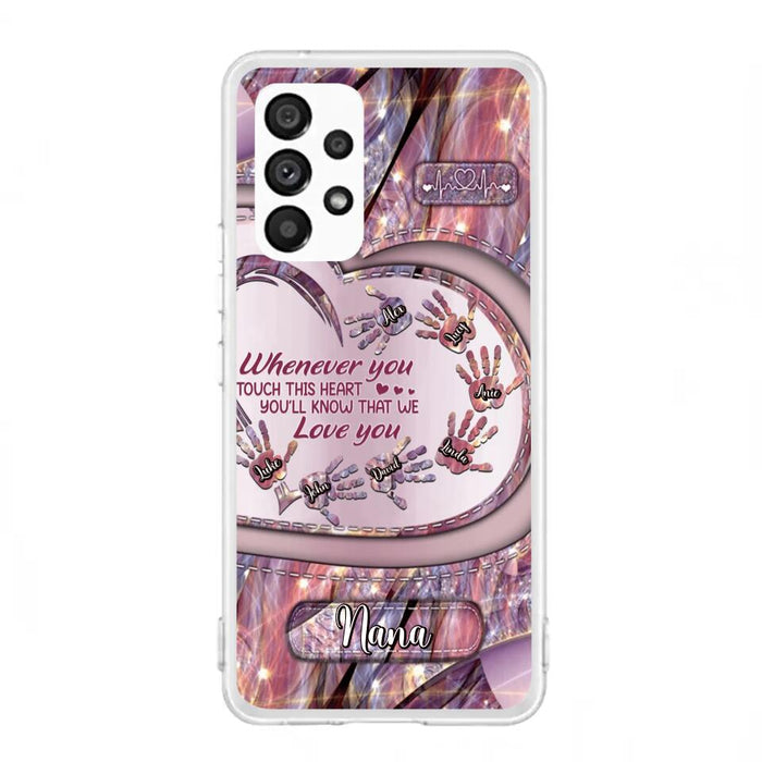 Custom Personalized Grandma Phone Case - Mother's Day Gift For Grandma - Upto 7 Kids - Whenever You Touch This Heart You'll Know That We Love You - Case For iPhone And Samsung