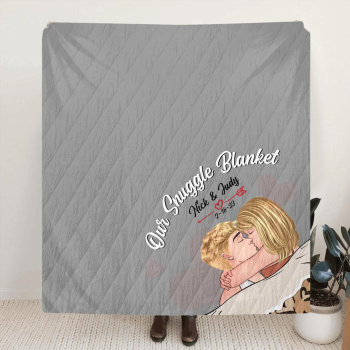 Custom Personalized Couple Single Layer Fleece/Quilt Blanket - Gift Idea For Couple/ Gift For Him/Her - Our Snuggle Blanket