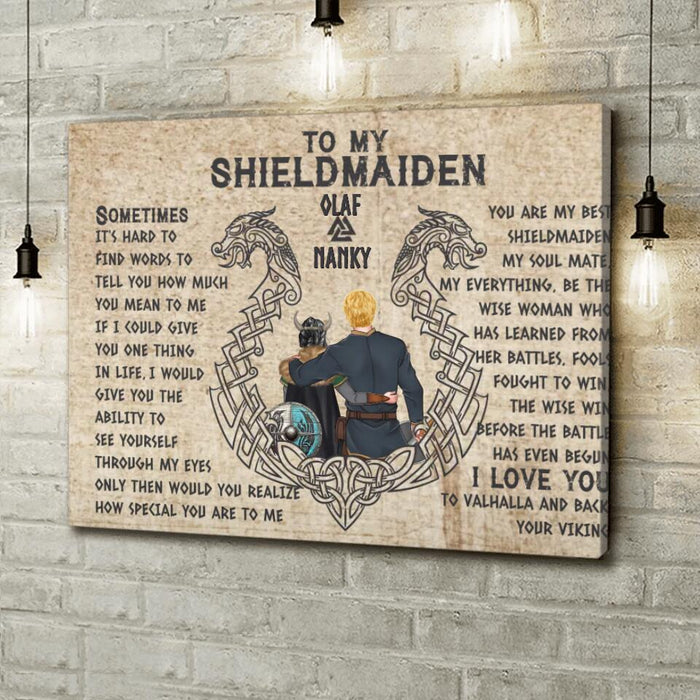 Custom Personalized To My Shieldmaiden Canvas - Gift Idea For Shieldmaiden/Wife From Husband - You Are My Best Shieldmaiden