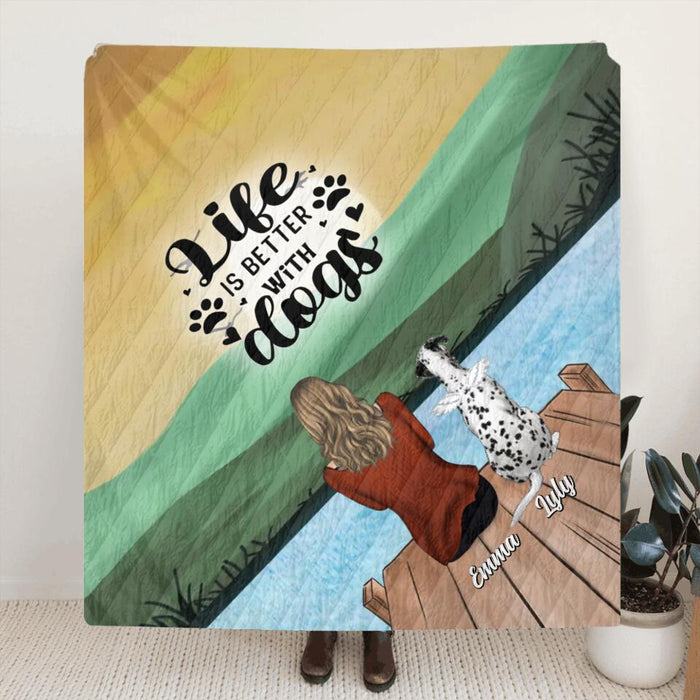 Custom Personalized Dog Mom Singer Layer Fleece/Quilt Blanket/Pillow Cover - Upto 5 Dogs -  Mother's Day Gift Idea for Dog Lovers - You Had Me  At Woof