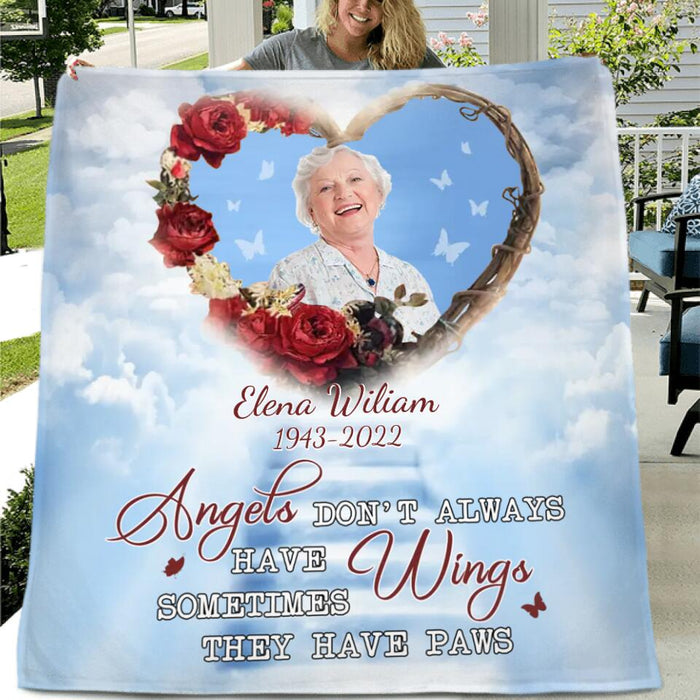 Custom Personalized Memorial Photo Pillow Cover/ Single Layer Fleece/Quilt Blanket - Memorial Gift Idea - I'll Hold You In My Heart Untill I Can Hold You In Heaven