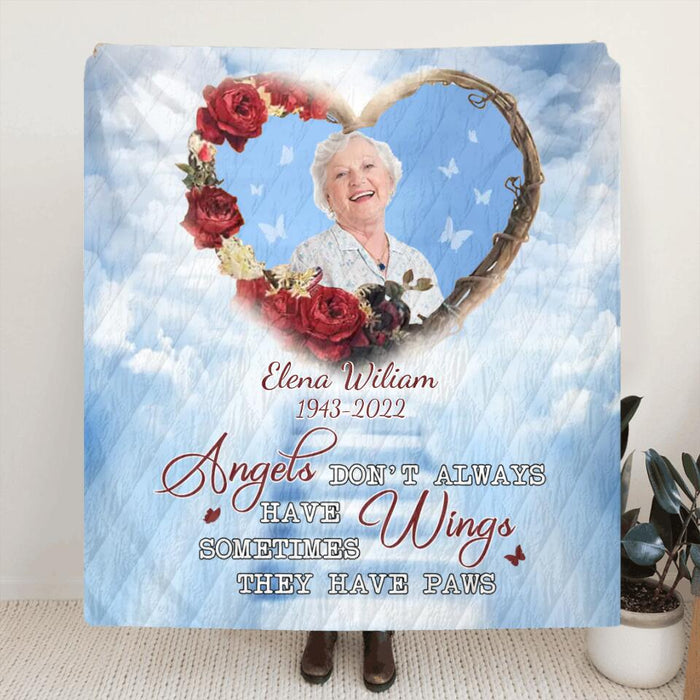 Custom Personalized Memorial Photo Pillow Cover/ Single Layer Fleece/Quilt Blanket - Memorial Gift Idea - I'll Hold You In My Heart Untill I Can Hold You In Heaven