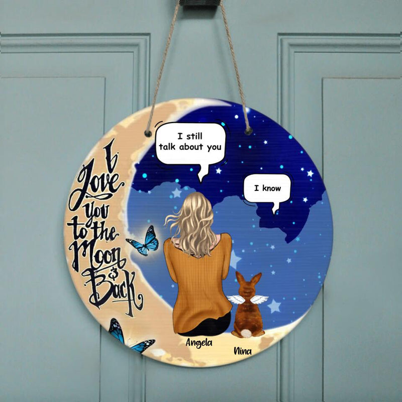 Personalized Memorial Rabbit Door Sign - Up to 4 Rabbits - Memorial Gift For Rabbit Lovers - I Love You To The Moon & Back