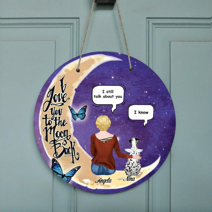 Custom Personalized Pet Moon Memorial Circle Wall Art - Upto 4 Pets - Memorial Gift For Dog/ Cat Lover - I Love You To The Moon And Back