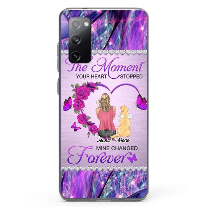 Custom Personalized Memorial Dog Mom iPhone/Samsung Phone Case - Memorial/ Mother's Day Gift Idea For Dog Mom - The Moment Your Heart Stopped Mine Changed Forever