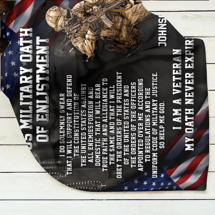 Custom Personalized Veteran Quilt/Single Layer Fleece Blanket - Gift Idea For Veteran - US Military  Oath Of Enlistment