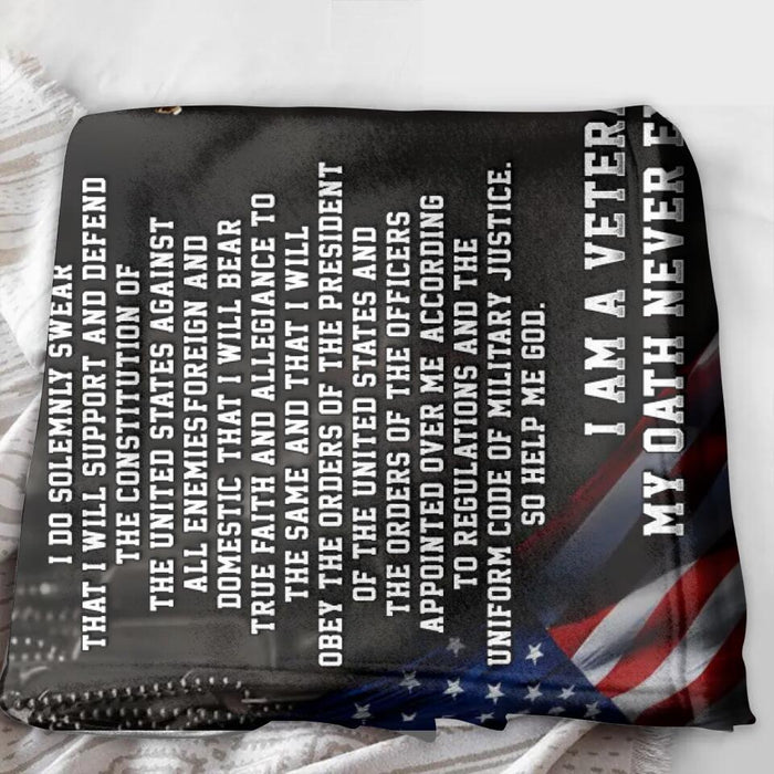 Custom Personalized Veteran Quilt/Single Layer Fleece Blanket - Gift Idea For Veteran - US Military  Oath Of Enlistment