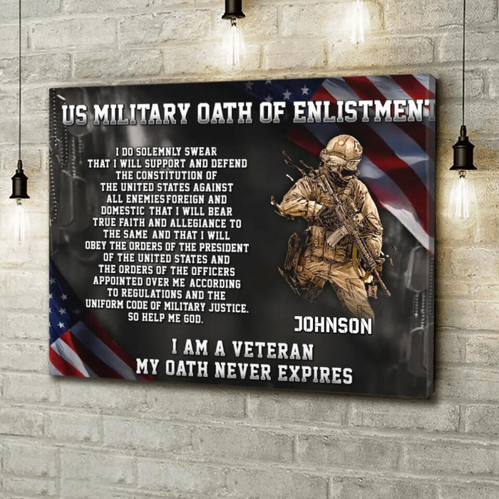 Custom Personalized Veteran Horizontal Canvas - Gift Idea For Veteran - US Military Oath Of Enlistment