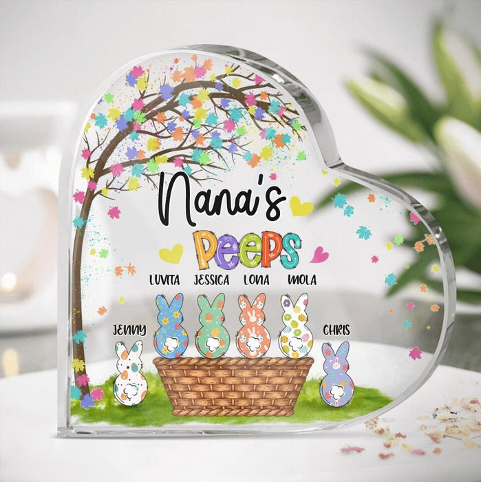 Personalized Nana's Peeps Crystal Heart - Gift Idea For Easter Day - Up to 6 Bunnies - Nana's Peeps