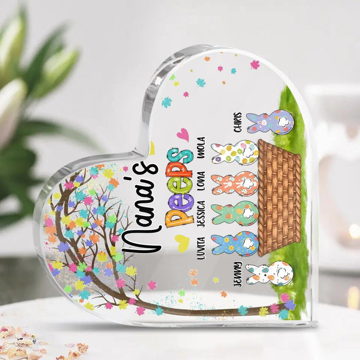 Personalized Nana's Peeps Crystal Heart - Gift Idea For Easter Day - Up to 6 Bunnies - Nana's Peeps