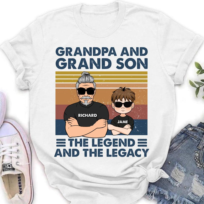 Custom Personalized Grandpa Unisex T-shirt/Long Sleeve/ Sweatshirt/Pullover Hoodie - Gift Idea For Grandpa/ Grandson/ Father's Day - Grandpa And Grand Son The Legend And The Legacy