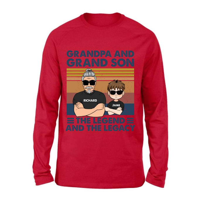 Custom Personalized Grandpa Unisex T-shirt/Long Sleeve/ Sweatshirt/Pullover Hoodie - Gift Idea For Grandpa/ Grandson/ Father's Day - Grandpa And Grand Son The Legend And The Legacy