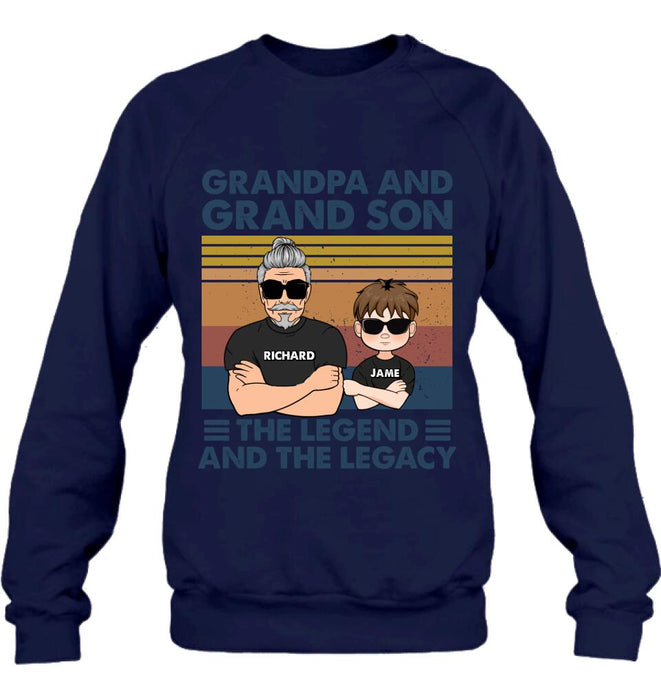 Custom Personalized Grandpa Unisex T-shirt/Long Sleeve/ Sweatshirt/Pullover Hoodie - Gift Idea For Grandpa/ Grandson/ Father's Day - Grandpa And Grand Son The Legend And The Legacy