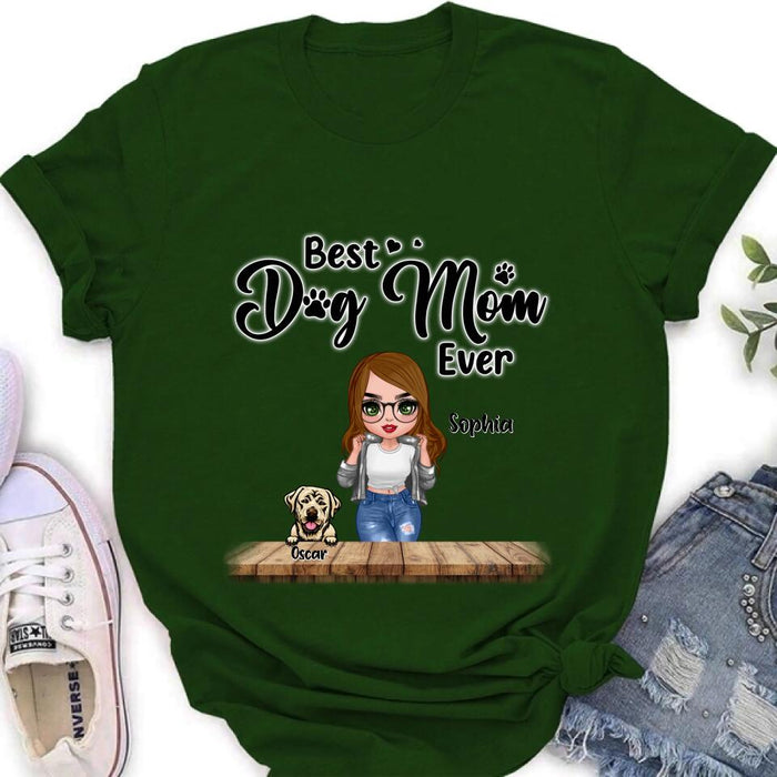 Personalized Dog Mom Front Shirt/ Pullover Hoodie - Gifts For Dog Lover With Up to 4 Dogs - You Had Me At Woof