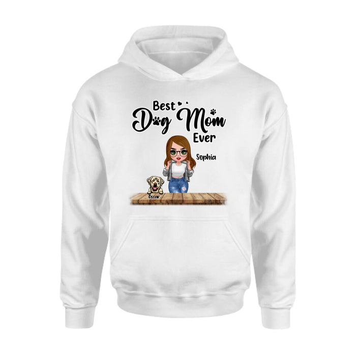 Personalized Dog Mom Front Shirt/ Pullover Hoodie - Gifts For Dog Lover With Up to 4 Dogs - You Had Me At Woof