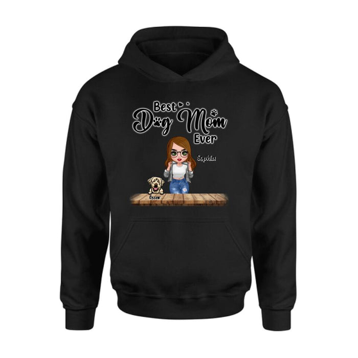 Personalized Dog Mom Front Shirt/ Pullover Hoodie - Gifts For Dog Lover With Up to 4 Dogs - You Had Me At Woof