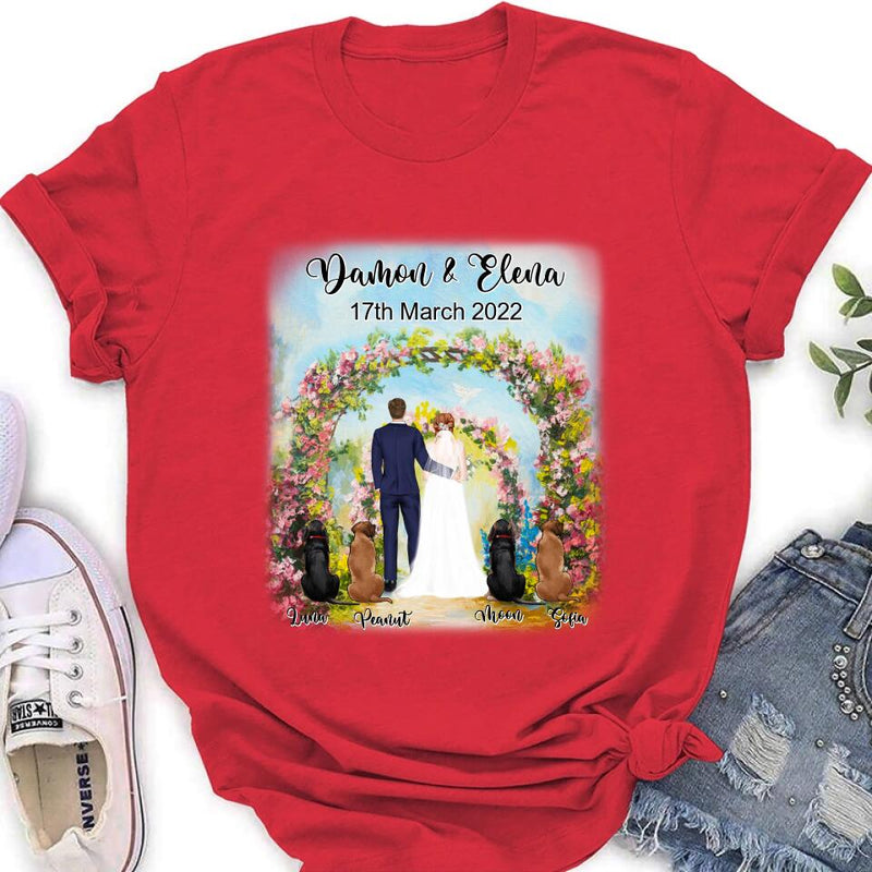 Personalized Wedding T-shirt - Wedding Gift For Couple - Up to 4 Dogs