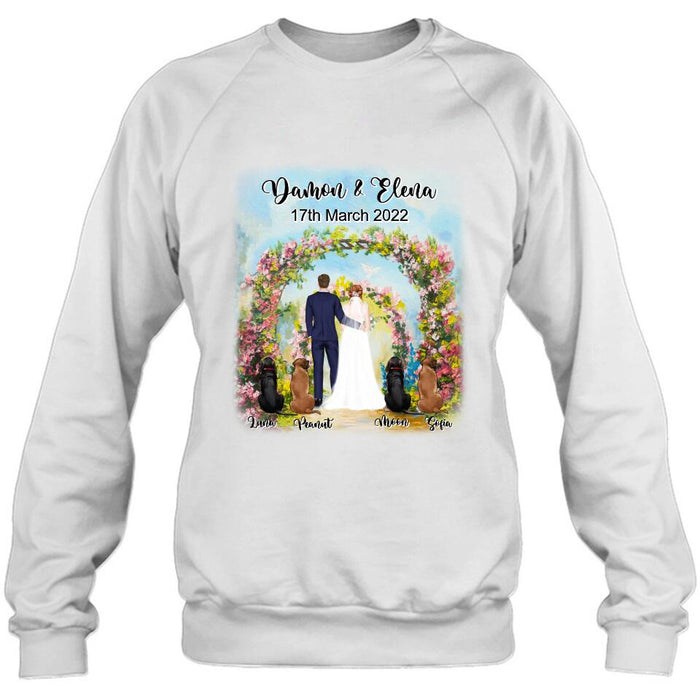 Custom Personalized Wedding T-shirt - Wedding Gift For Couple - Upto 4 Dogs