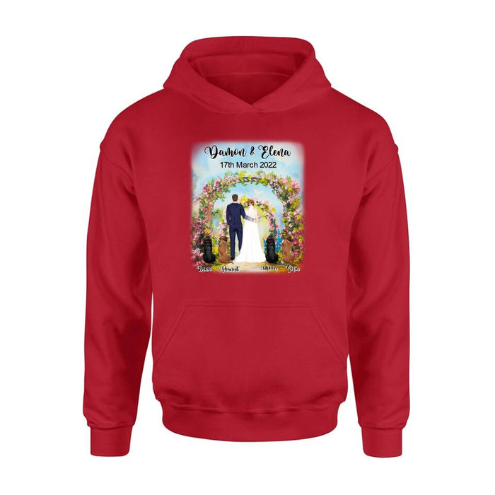 Custom Personalized Wedding T-shirt - Wedding Gift For Couple - Upto 4 Dogs