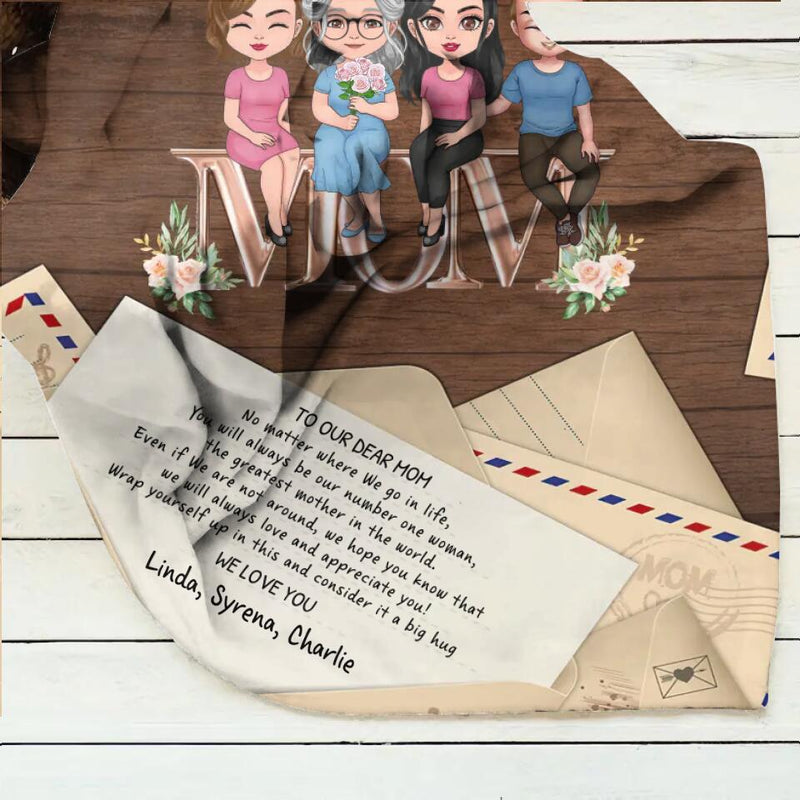 Personalized Mom & Children Quilt/Fleece Throw Blanket - Gift Idea For Mother's Day - Up to 3 Children - You Will Always Be Our Number One Woman