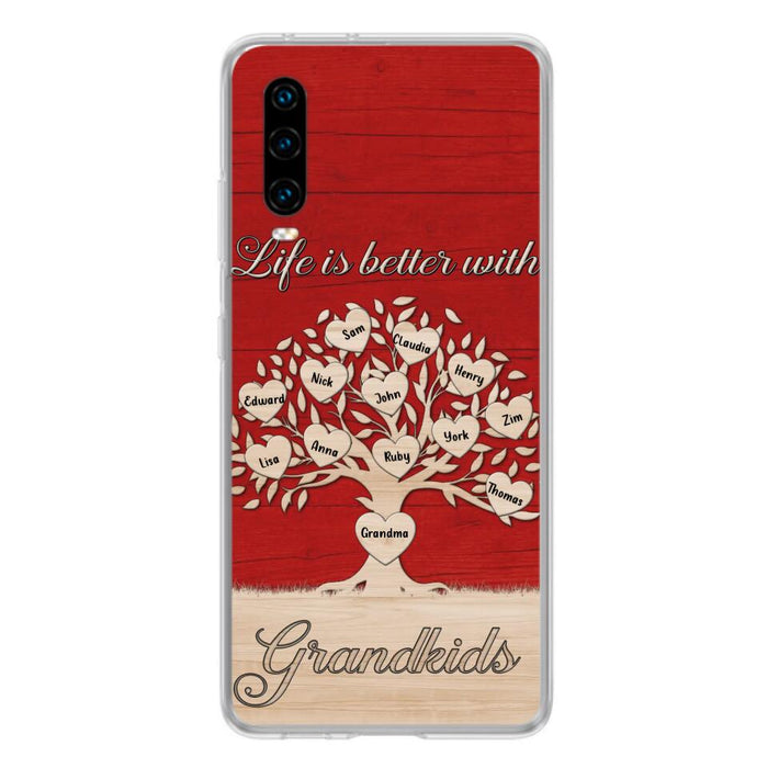 Custom Personalized Grandma Phone Case - Up to 12 Kid's Name - Mother's Day Gift Idea For Grandma - Life Is Better With Grandkids - Case For Xiaomi/ Oppo/ Huawei