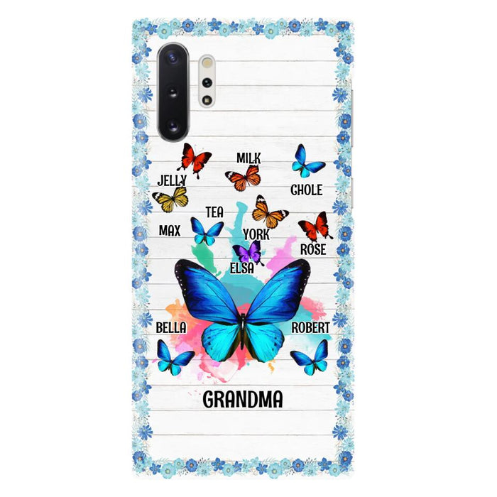 Custom Personalized Butterfly Grandma iPhone/ Samsung Phone Case - Up to 10 Kid's Name - Mother's Day Gift Idea For Grandma