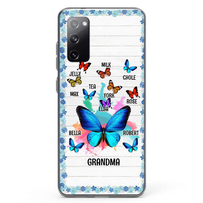 Custom Personalized Butterfly Grandma iPhone/ Samsung Phone Case - Up to 10 Kid's Name - Mother's Day Gift Idea For Grandma