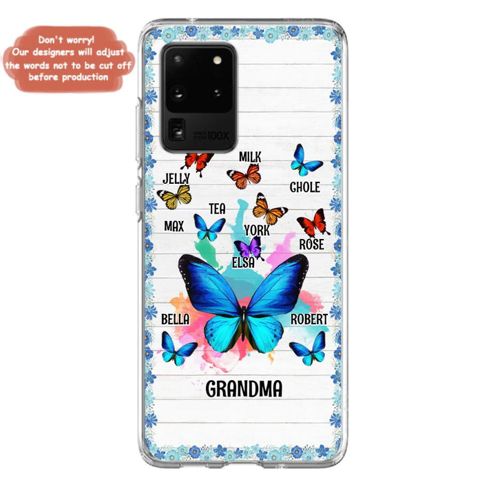 Custom Personalized Butterfly Grandma iPhone/ Samsung Phone Case - Up to 10 Kid's Name - Mother's Day Gift Idea For Grandma