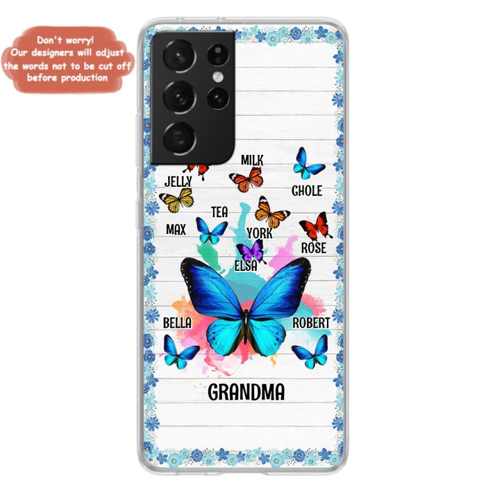 Custom Personalized Butterfly Grandma iPhone/ Samsung Phone Case - Up to 10 Kid's Name - Mother's Day Gift Idea For Grandma