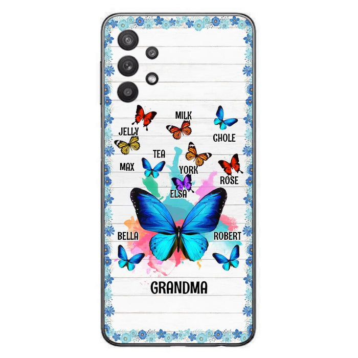 Custom Personalized Butterfly Grandma iPhone/ Samsung Phone Case - Up to 10 Kid's Name - Mother's Day Gift Idea For Grandma