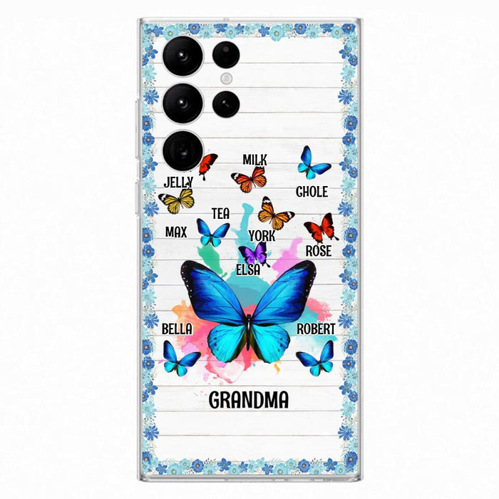 Custom Personalized Butterfly Grandma iPhone/ Samsung Phone Case - Up to 10 Kid's Name - Mother's Day Gift Idea For Grandma