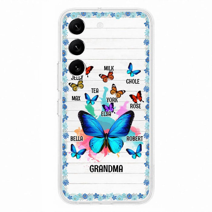 Custom Personalized Butterfly Grandma iPhone/ Samsung Phone Case - Up to 10 Kid's Name - Mother's Day Gift Idea For Grandma