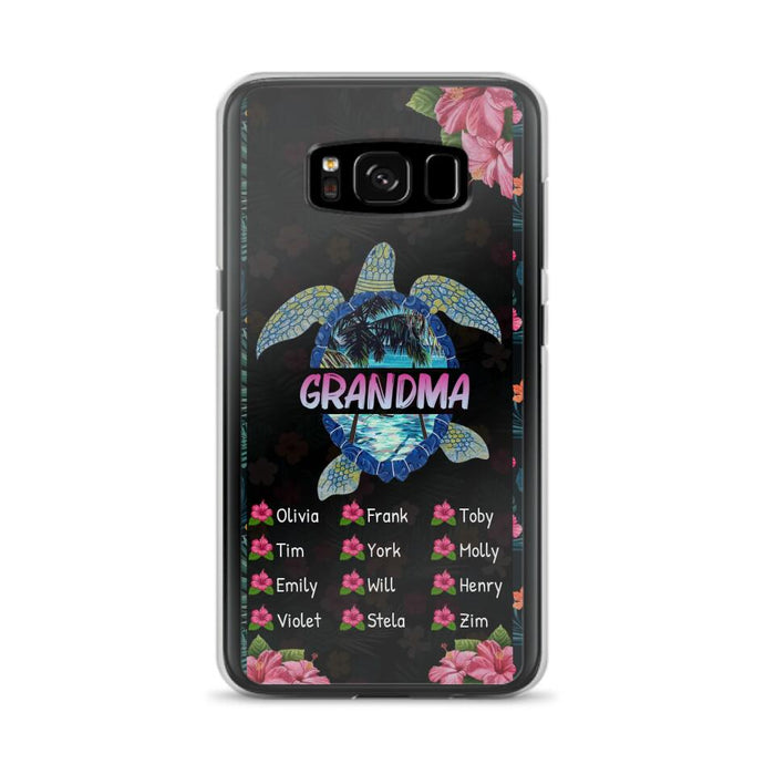 Custom Personalized Turtle Grandma iPhone/ Samsung Phone Case - Up to 12 Kid's Name - Mother's Day Gift Idea For Grandma