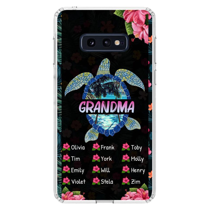 Custom Personalized Turtle Grandma iPhone/ Samsung Phone Case - Up to 12 Kid's Name - Mother's Day Gift Idea For Grandma