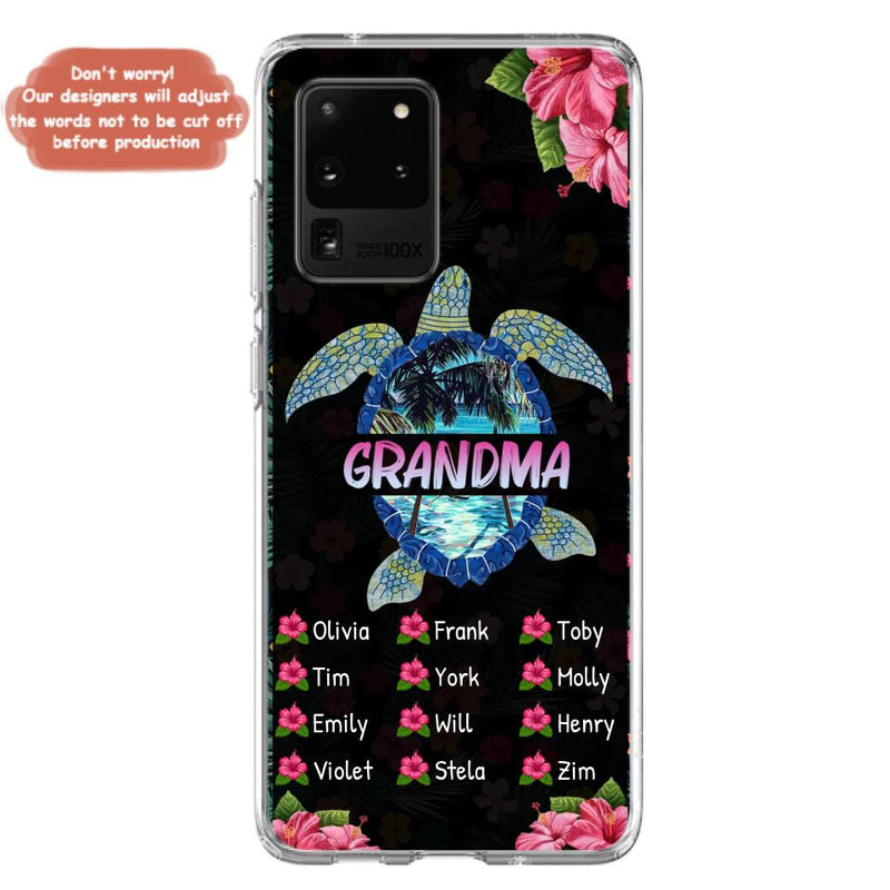 Custom Personalized Turtle Grandma iPhone/ Samsung Phone Case - Up to 12 Kid's Name - Mother's Day Gift Idea For Grandma