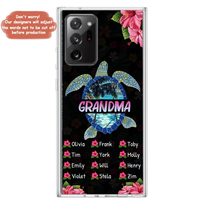 Custom Personalized Turtle Grandma iPhone/ Samsung Phone Case - Up to 12 Kid's Name - Mother's Day Gift Idea For Grandma